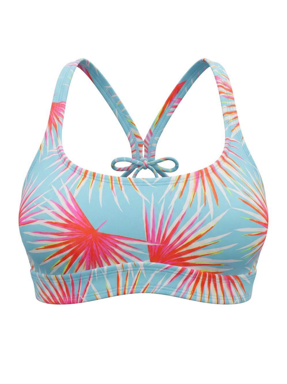Xhilaration Women's S Blue Pink Vacation Tropical Bralette Tie Back Bikini Top